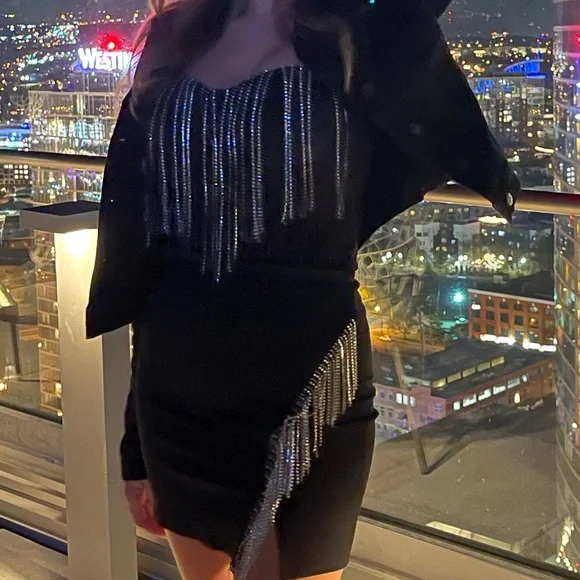 Black sweetheart Rhinestone Bodysuit - Picture 1 of 5